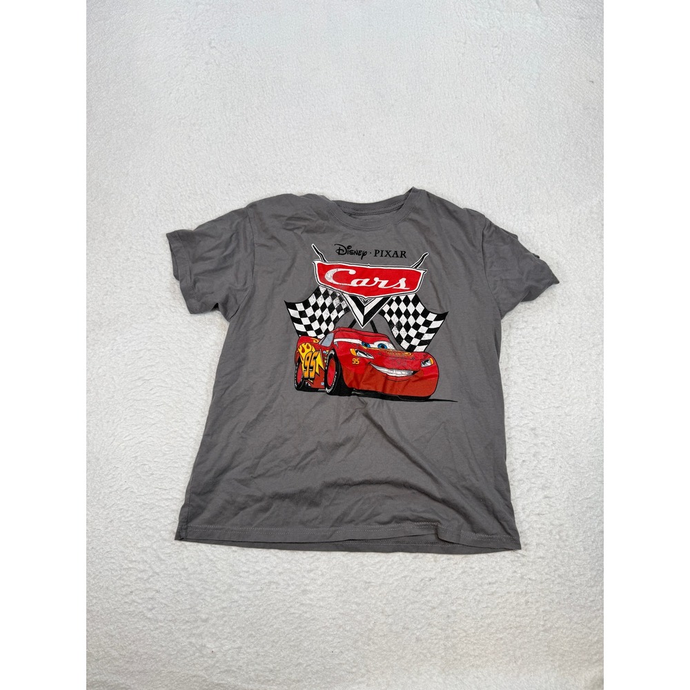 Disney Pixar Cars Lightning McQueen Graphic T-Shirt Gray Boys Large L
